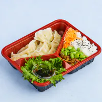 Vegetar Dumpling og ris.