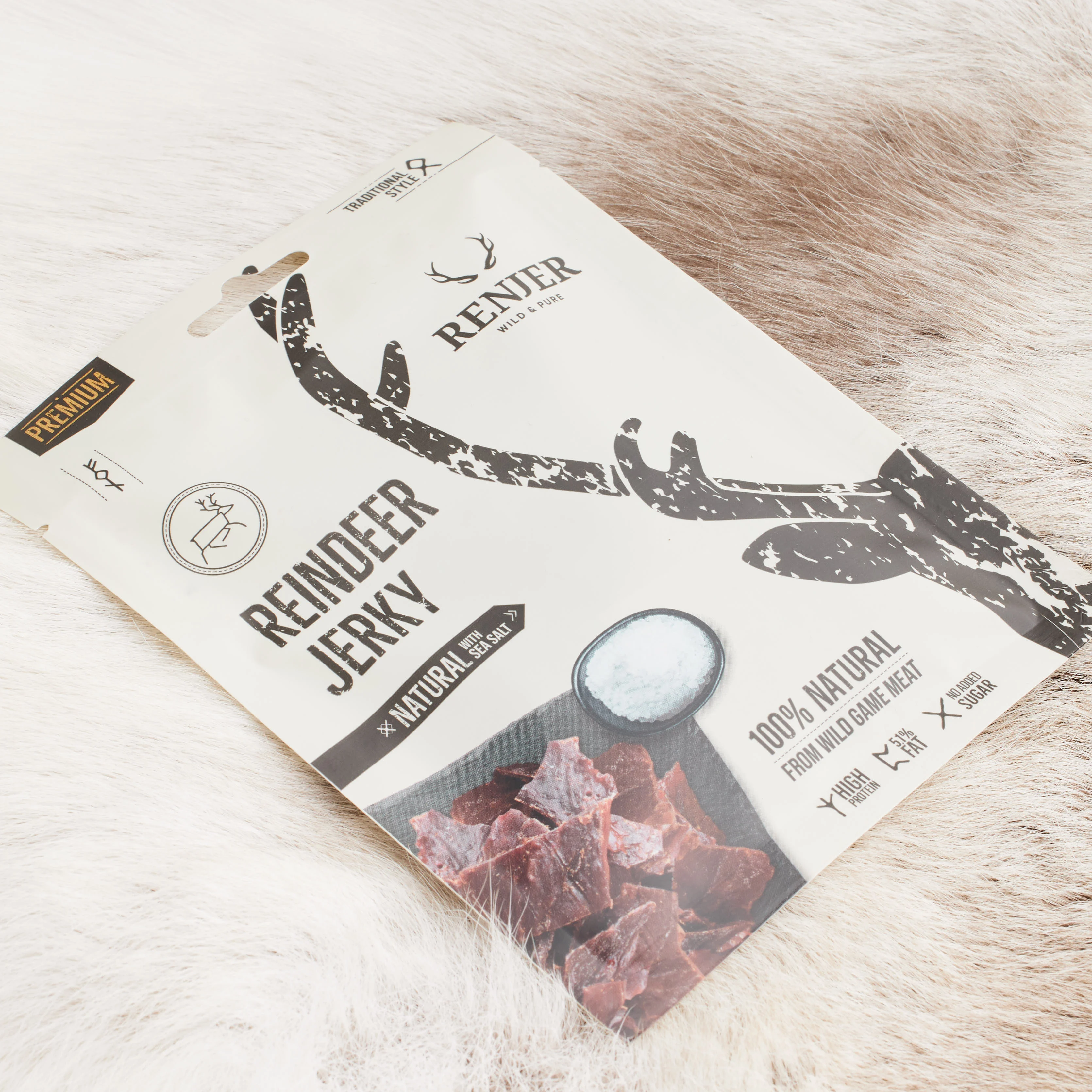 Reindeer Jerky Sea Salt (rein)