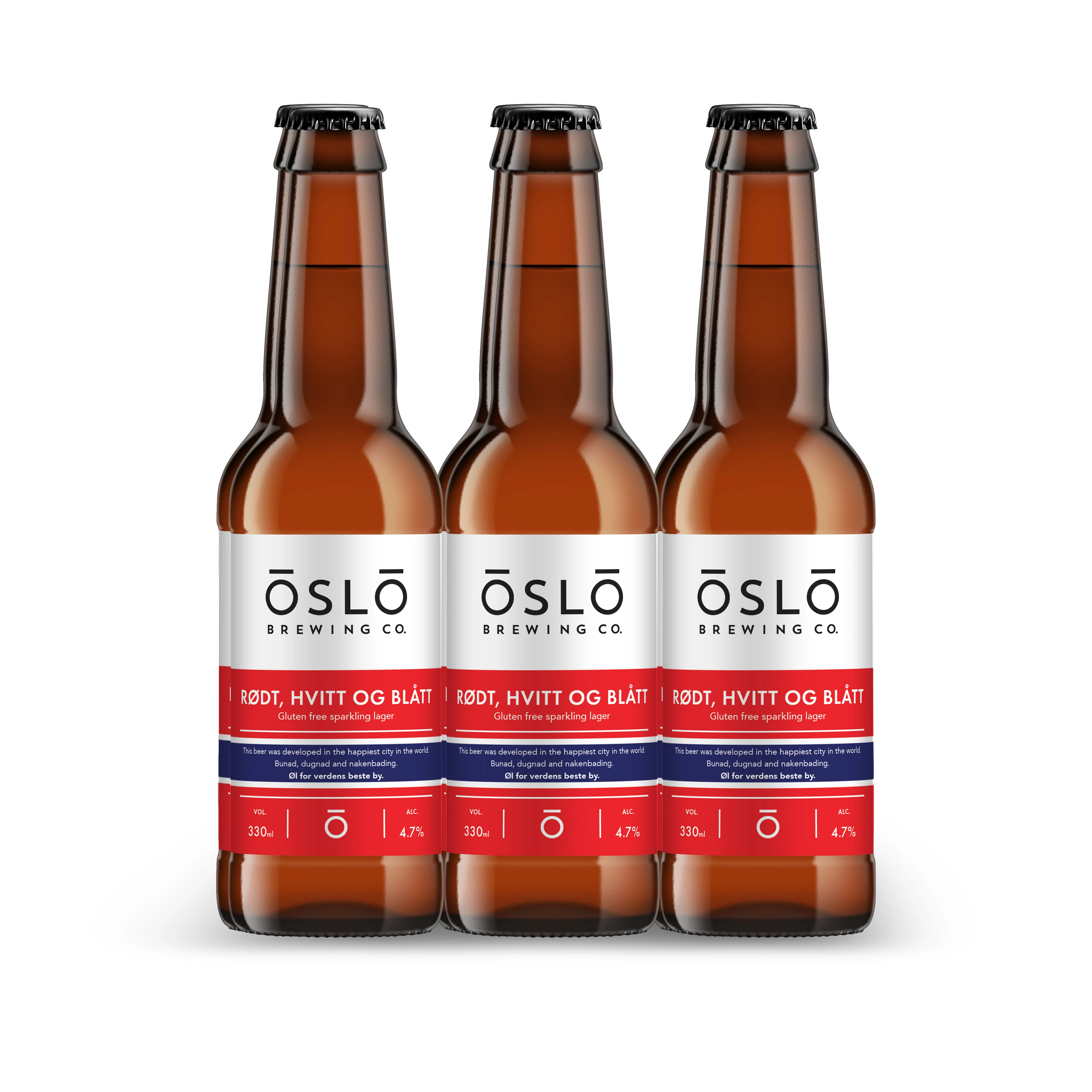 Rødt, hvitt og blått 6-pack 330ml øl