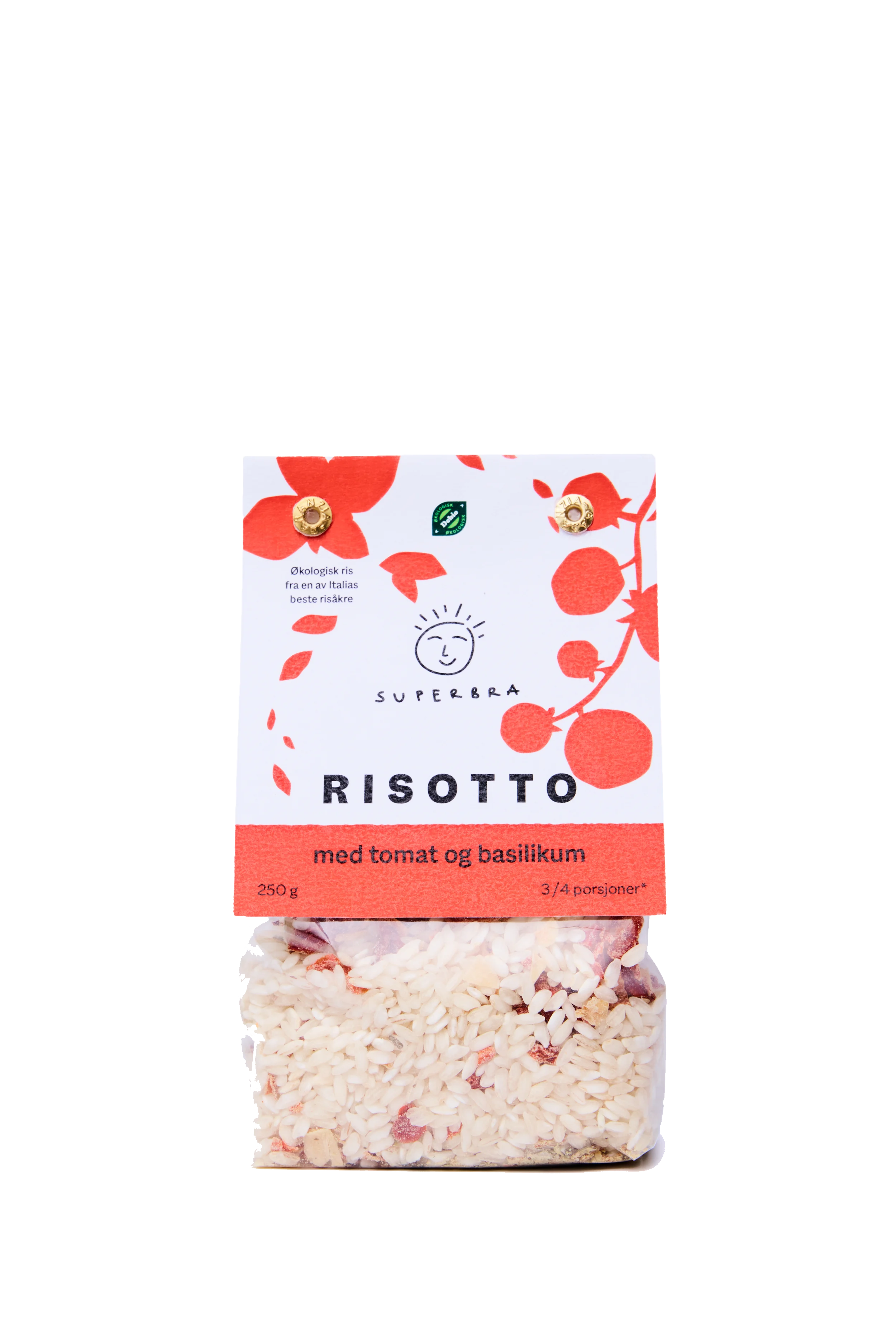 Risotto med tomat og basilikum