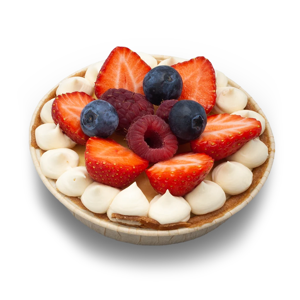 Ostekakepai med bær & hvit sjokolade