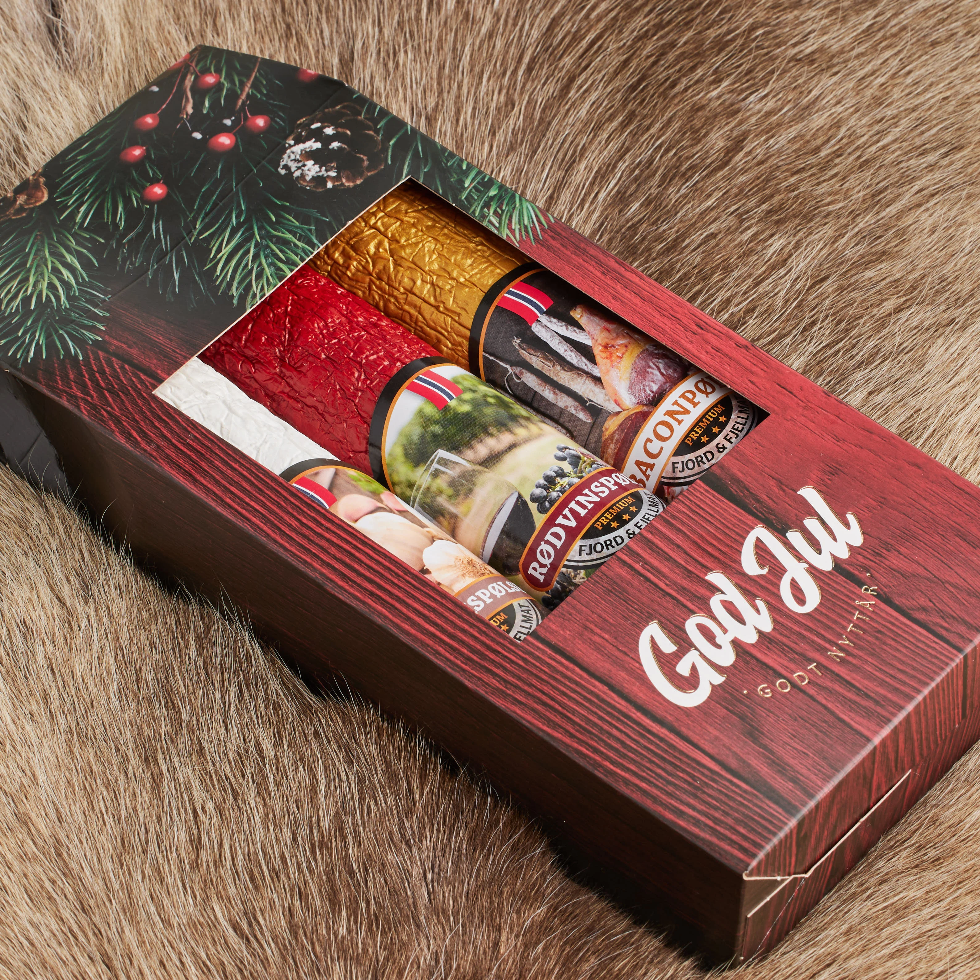 Julegave/Gavepakke med spekepølser