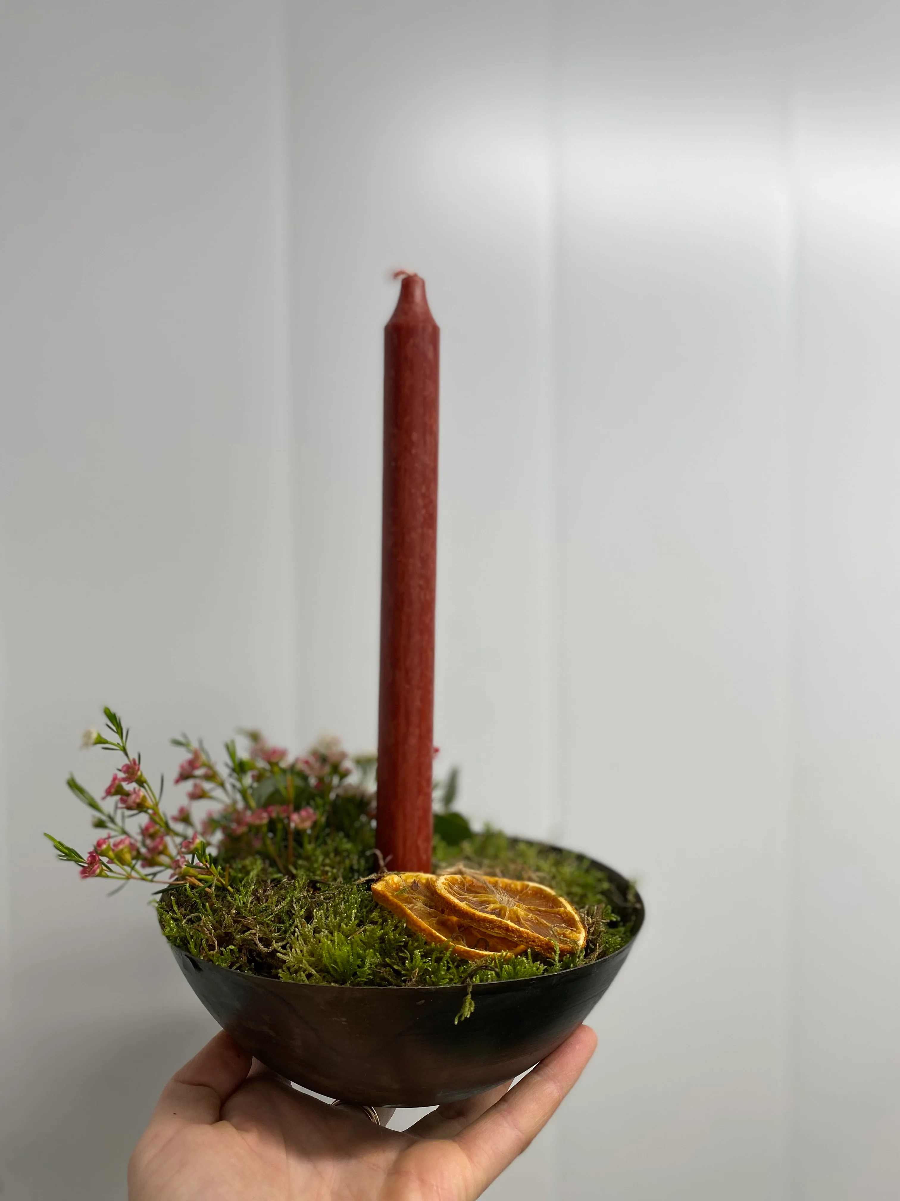 Lysestake med mose til advent og jul🕯️