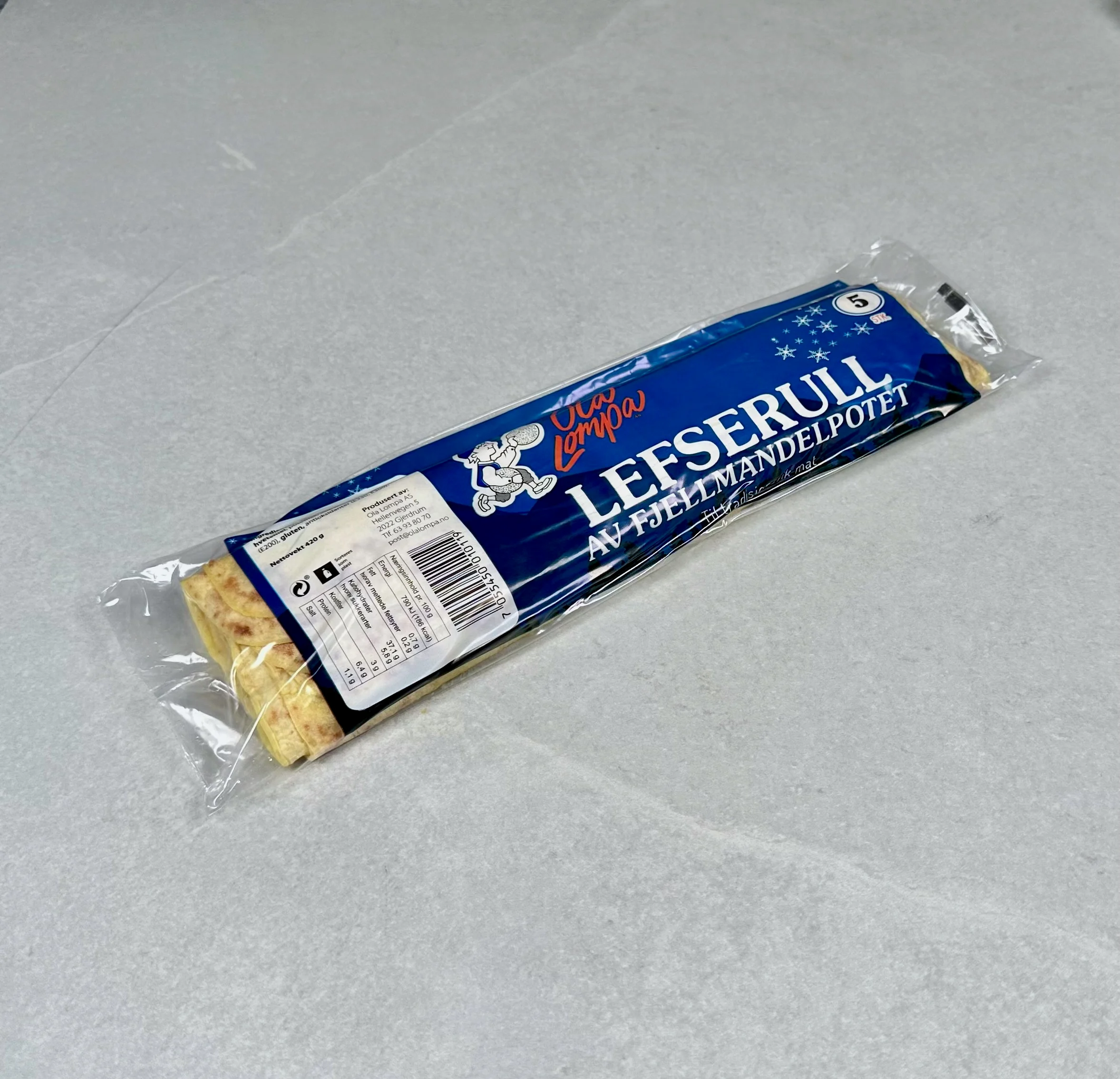 Lefserull av fjellmandelpotet